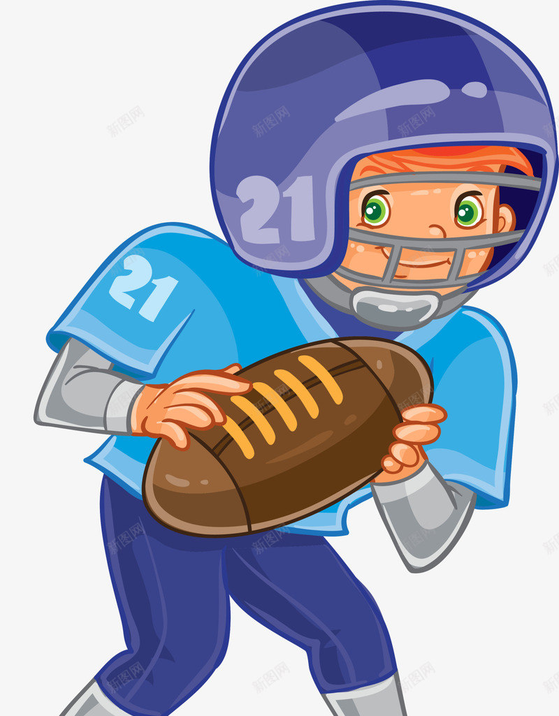 蓝色橄榄球运动员png免抠素材_新图网 https://ixintu.com 21号 卡通男生 橄榄球 比赛 竞技 蓝色运动员 装饰图案