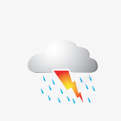 手绘天气气象标志卡通雷雨天气气象标志高清图片