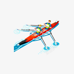 划艇运动双人皮划艇运动矢量图高清图片