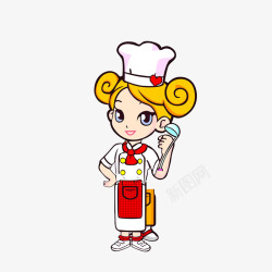 餐厅主厨卡通可爱漂亮的女厨师高清图片