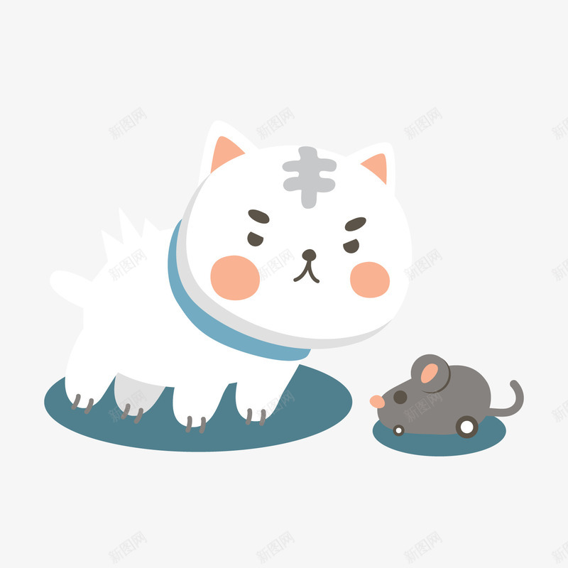 卡通猫和老鼠png免抠素材_新图网 https://ixintu.com 卡通动物 卡通小猫 猫和老鼠 白色小猫 老鼠生日