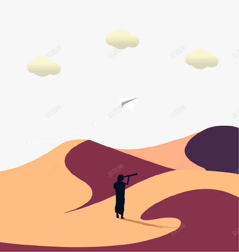 手绘沙漠旅行插画psd免抠素材_新图网 https://ixintu.com 云朵 手绘 挑战 插画 旅行 沙漠 海报