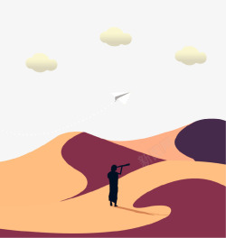 手绘沙漠旅行插画素材