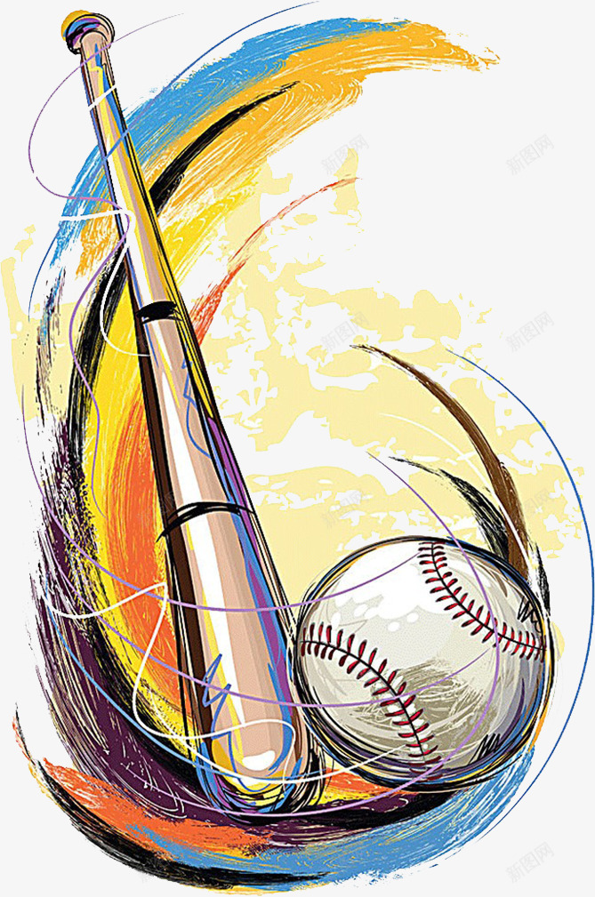 手绘卡通棒球png免抠素材_新图网 https://ixintu.com 健康 卡通 彩绘 户外 打球 教育 棒球 运动