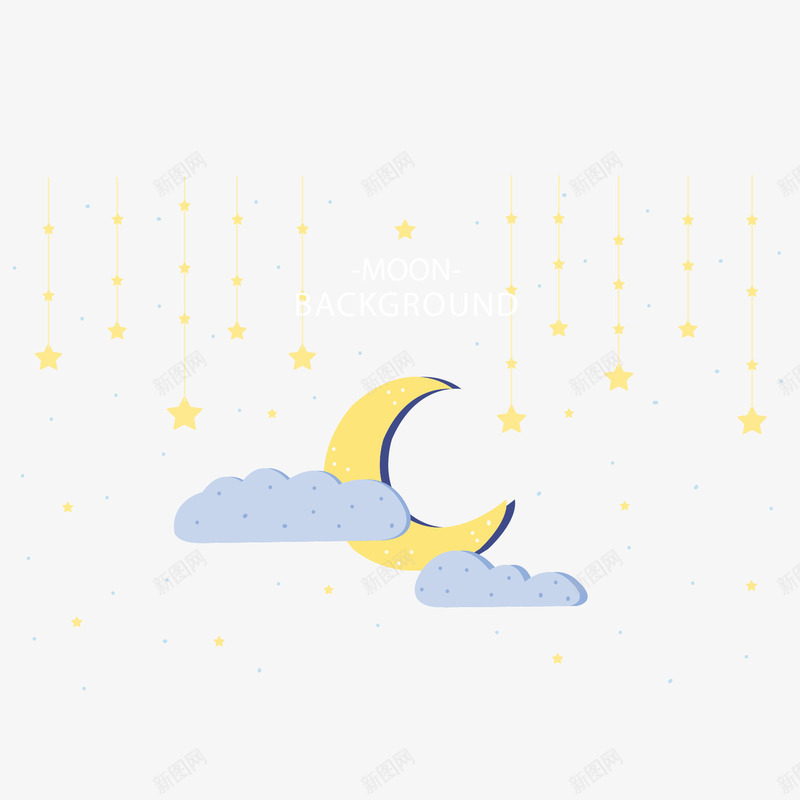 扁平月亮和云朵矢量图eps免抠素材_新图网 https://ixintu.com 云朵 扁平 星星 月亮 装饰 闪烁 黄色 矢量图