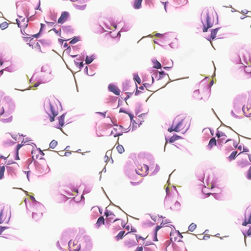 紫色印花png免抠素材_新图网 https://ixintu.com 小清新底纹 平铺底纹 植物 花卉 花卉装饰 花朵