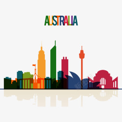 澳大利亚城市彩色剪影素材