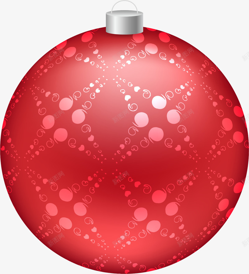 圣诞节红色吊球装饰png免抠素材_新图网 https://ixintu.com 吊球装饰 喜庆 圣诞节吊球 白色圆点 红色吊球 质感