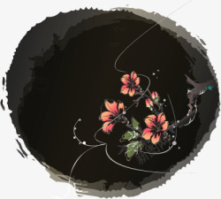 矢量植物水墨竹梅水墨画高清图片