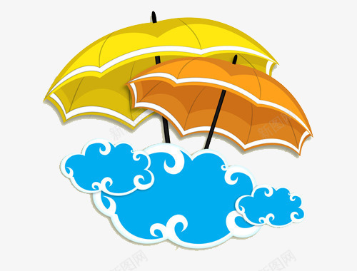 白云上的雨伞png免抠素材_新图网 https://ixintu.com 卡通 手绘 插画 雨伞