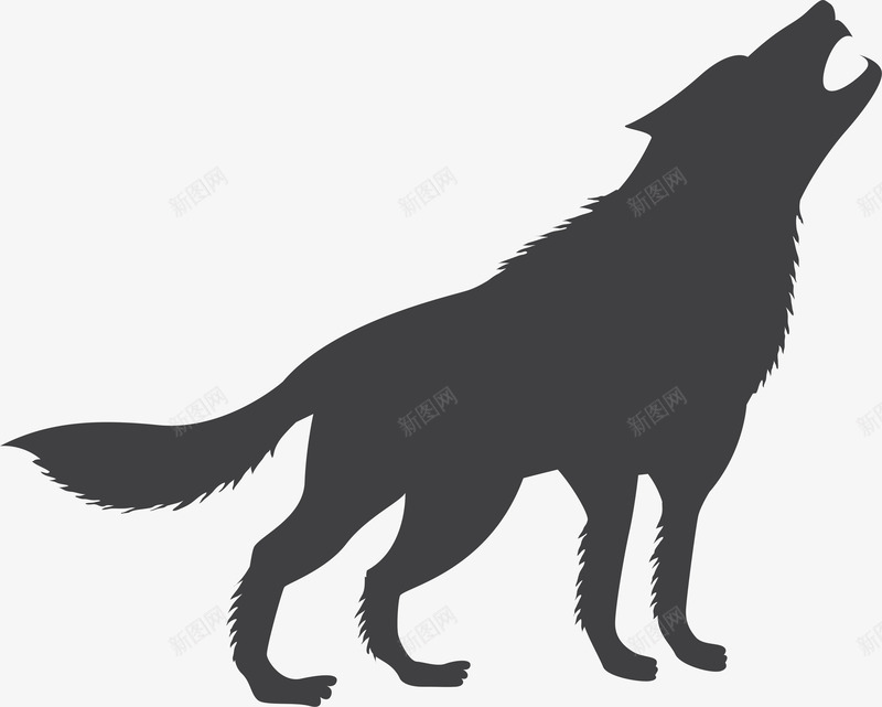 手绘嚎叫的动物狼剪影矢量图图标ai_新图网 https://ixintu.com 动物 动物剪影 动物狼设计 卡通 嚎叫 头狼 独狼 狼设计 矢量图