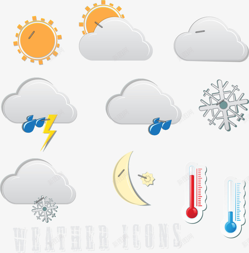 天气情况png免抠素材_新图网 https://ixintu.com 卡通天气 天气 太阳 温度 白云 矢量气气 雪 风雨气温图