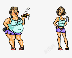 女性健康生活肥胖女人与健康女人高清图片