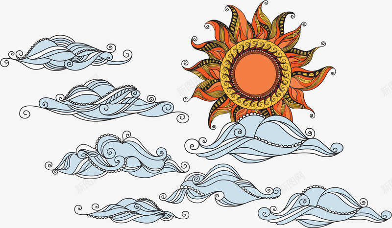 太阳和云朵png免抠素材_新图网 https://ixintu.com 创意太阳和云图画 太阳云朵图案 太阳素材 异域太阳图案