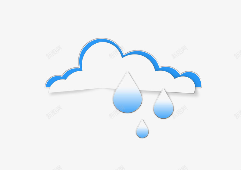 下雨的云朵png免抠素材_新图网 https://ixintu.com 天空素材 手绘白云 白云 蓝色 雨滴