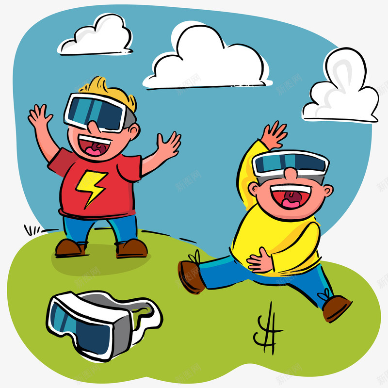 孩子玩模拟的眼镜png免抠素材_新图网 https://ixintu.com 孩子模拟游戏 开心 开心的人 男孩 白云 眼镜