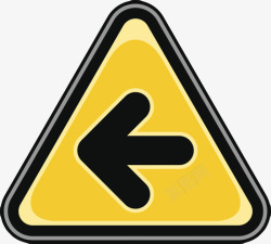 左转指示牌左转三角形黄色警告牌实物图标高清图片