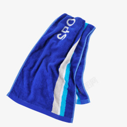 浜墖瀹炵墿吸汗运动蓝布毛巾高清图片