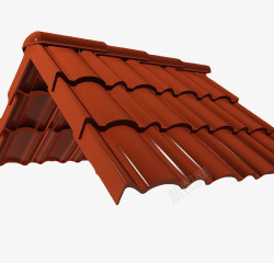 一个方块一个棕色三角瓦片屋顶高清图片
