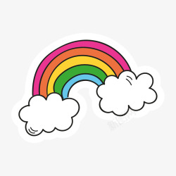 拱形彩虹白色云朵和拱形彩虹矢量图高清图片