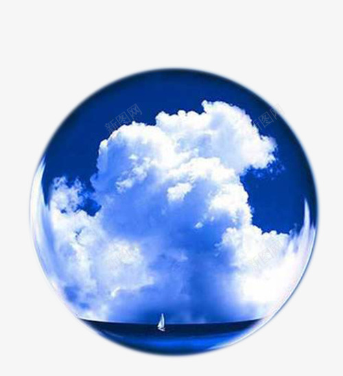 蓝色水晶球png免抠素材_新图网 https://ixintu.com 水晶球 白云 船 蓝天 蓝色 蓝色水晶球免费素材 魔法水晶球