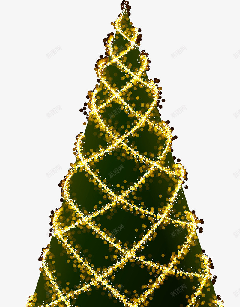 卡通绿色圣诞树png免抠素材_新图网 https://ixintu.com 免抠PNG 卡通 圆点 圣诞树 绿色 金光
