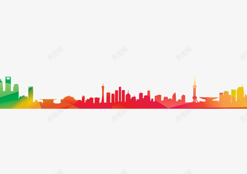 城市剪影彩色红色背景png免抠素材_新图网 https://ixintu.com 剪影 城市 彩色 红色 背景