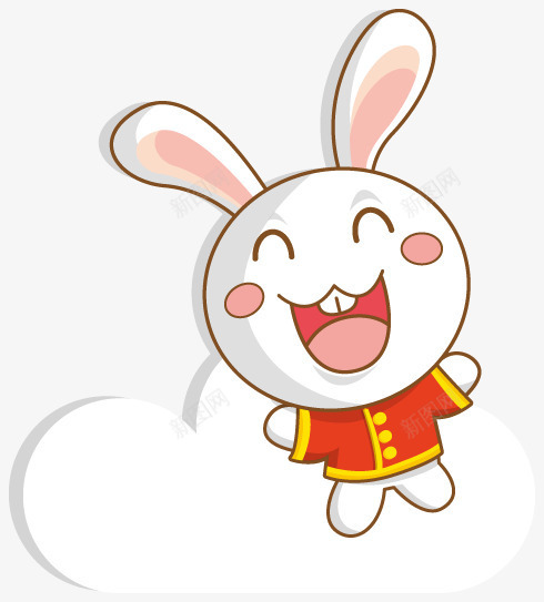 兔子云朵开心笑的兔子png免抠素材_新图网 https://ixintu.com 云朵 兔子 开心