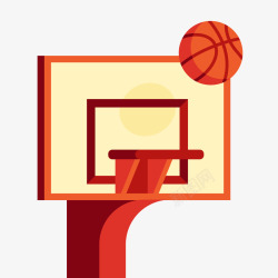 卡通篮球与篮球框架素材