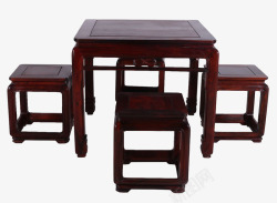 家庭式简洁红酸枝方桌椅素材