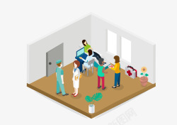 房间地板窗户简洁医疗看病检查25D插画矢量图高清图片