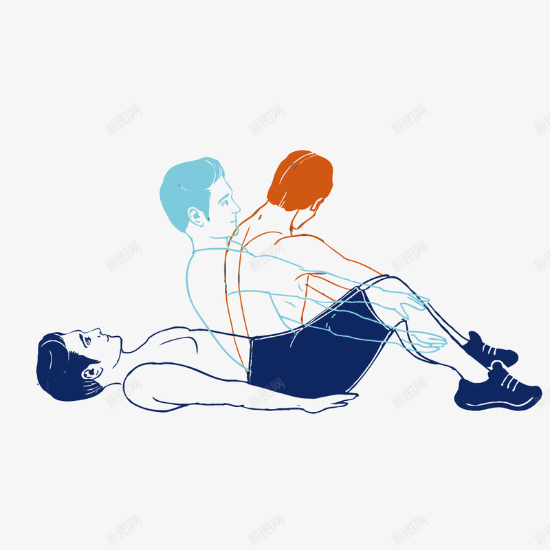 仰卧起坐运动员手绘图png免抠素材_新图网 https://ixintu.com 仰卧起坐 健身 卡通 手绘 运动 运动员 锻炼