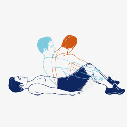 卡通仰卧撑锻炼仰卧起坐运动员手绘图高清图片