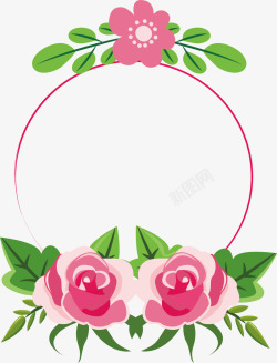 粉玫瑰标题框素材
