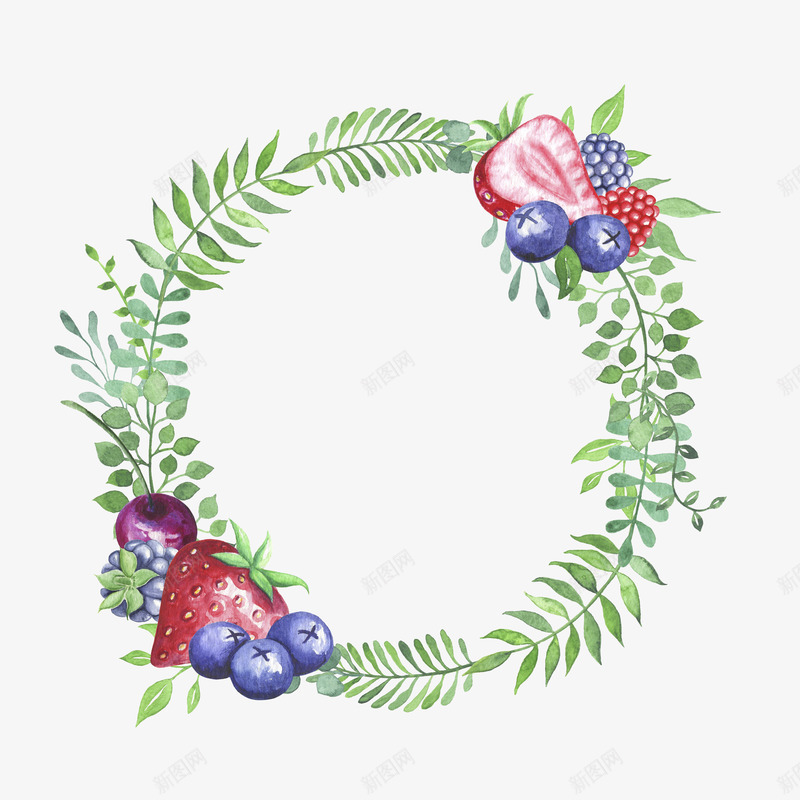 草莓蓝莓创意花环png免抠素材_新图网 https://ixintu.com 创意 叶子 水果 美丽的 花环 草莓 蓝莓 装饰