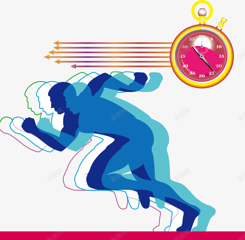 跑步的人矢量图ai免抠素材_新图网 https://ixintu.com 人体抽象 体育 时钟 比赛 矢量图 箭头 起跑 跑步logo 运动 速度