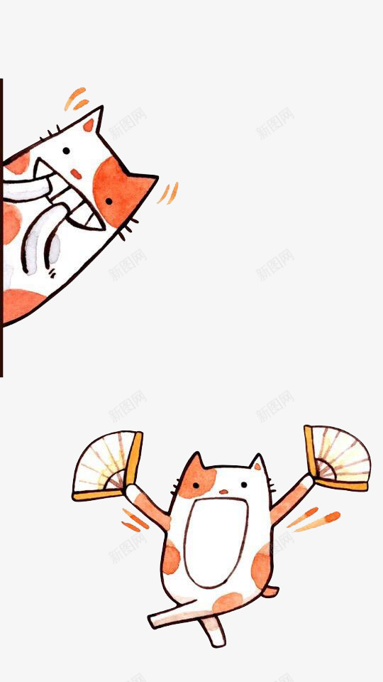 两只卡通猫咪图png免抠素材_新图网 https://ixintu.com 两只 偷笑 动物 手舞足蹈 猫咪