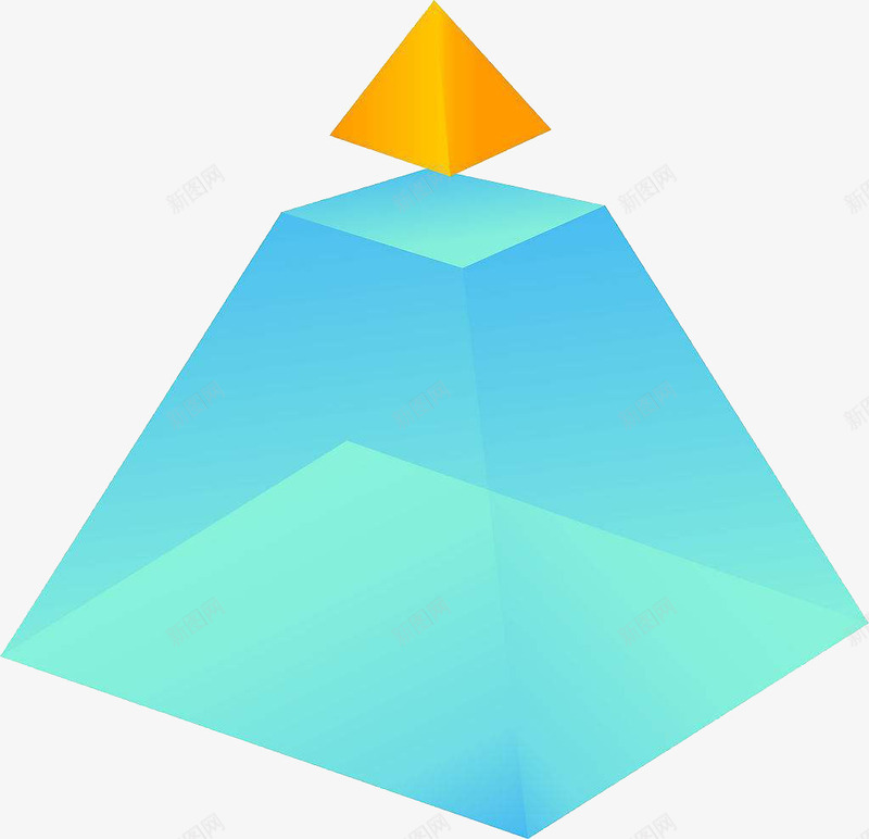蓝橙色立体三角形png免抠素材_新图网 https://ixintu.com 手绘 橙色 立体 立体三角形 蓝色