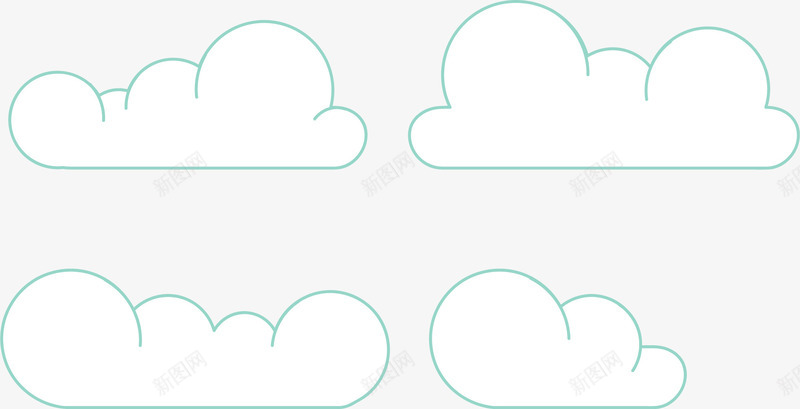 白色透明扁平云朵png免抠素材_新图网 https://ixintu.com 卡通云朵 手绘云朵 白色 矢量云朵 线描云 透明云朵