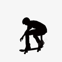 黑色少年滑板剪影图标高清图片