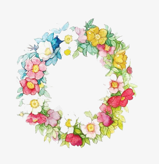 水彩鲜花png免抠素材_新图网 https://ixintu.com 卡通 手绘 水彩 花环 花边 鲜花