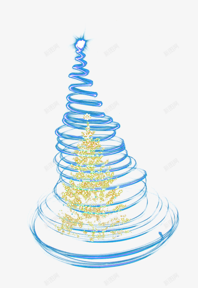 光效抽象圣诞树png免抠素材_新图网 https://ixintu.com 光效 圣诞元素 抽象 炫光 蓝色光效圣诞树 金沙 金色星光