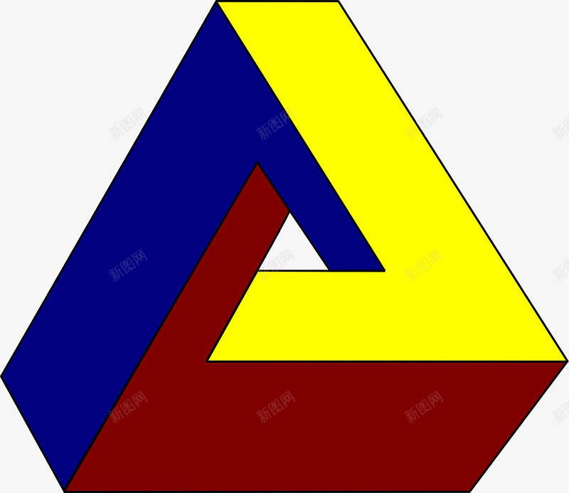 错觉三角形psd免抠素材_新图网 https://ixintu.com 三角形 红色黄色蓝色 视觉三角形 错觉 颜色错觉