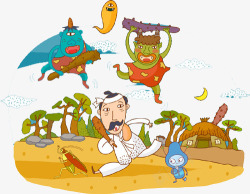 卡通沙漠风沙插画儿童书刊插画高清图片