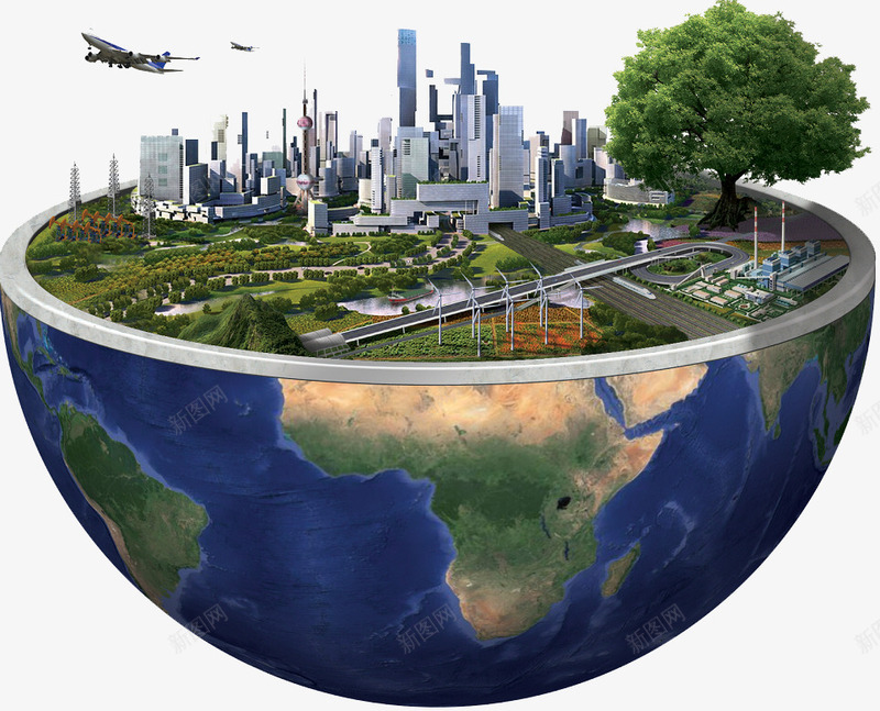 地球城市建设png免抠素材_新图网 https://ixintu.com 地球 城市 城市建设 建筑环保