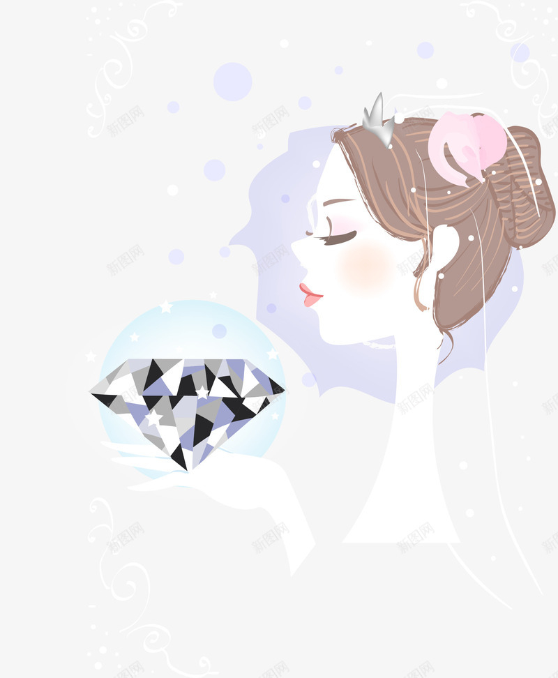 拿着钻石的女生矢量图ai免抠素材_新图网 https://ixintu.com 手绘人物 珠宝 美女 钻石 矢量图