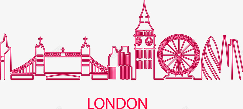 伦敦城市粉色线稿png免抠素材_新图网 https://ixintu.com 伦敦 城市 粉色 线稿