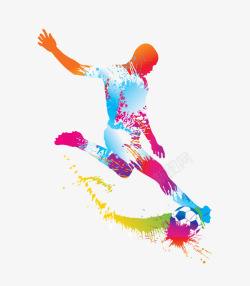 踢足球运动员足球运动员喷墨水彩剪影矢量图高清图片