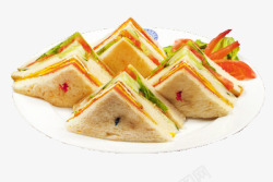 三角面包一碟三明治高清图片
