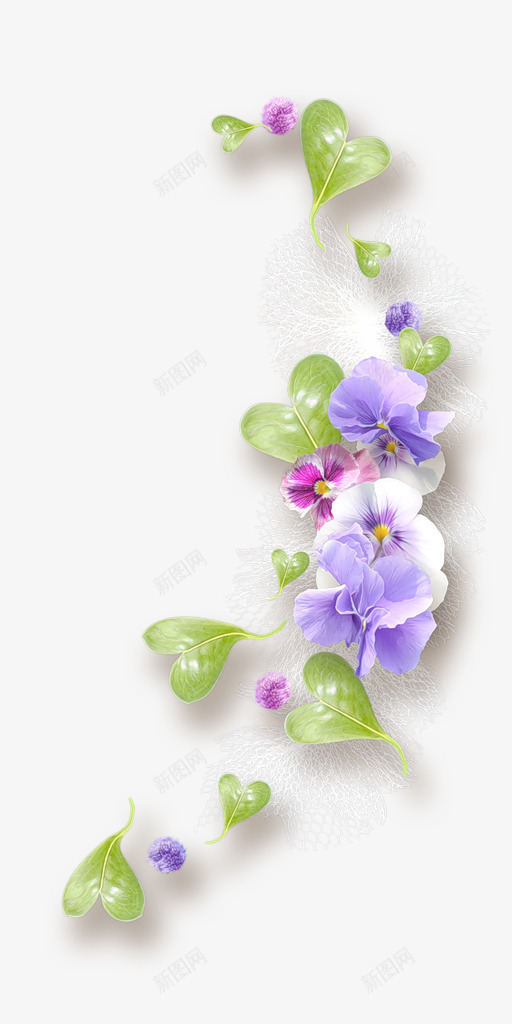 木槿花装饰png免抠素材_新图网 https://ixintu.com 心形树叶 花卉 花朵 装饰